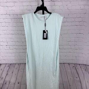 Weekday Kai Cotton Jersey Maxi Dress Light Blue Green Size Medium